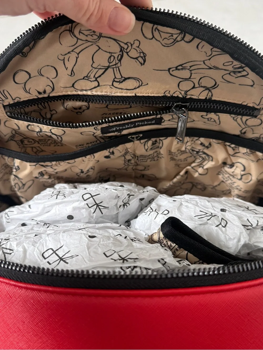 Freshly Picked Disney Mickey Mouse Ears Red Black Diaper Bag Backpack New